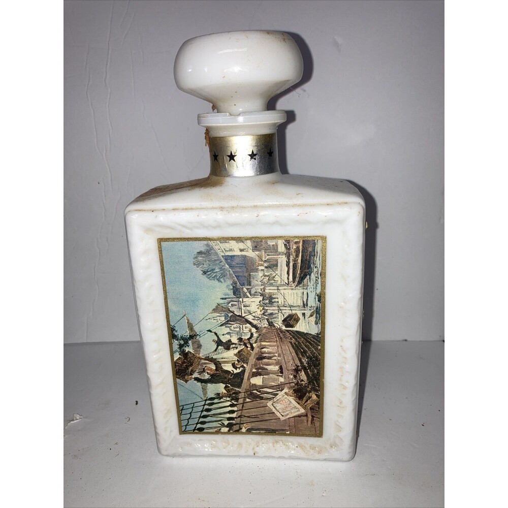 Vtg Empty 1968 J. W. Dant Americana Boston Tea Party Liquor Bottle Decanter